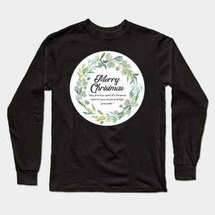 Merry Christmas Round Sticker 20 Long Sleeve T-Shirt